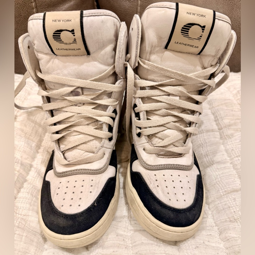 Coach White and black distressed sneakers